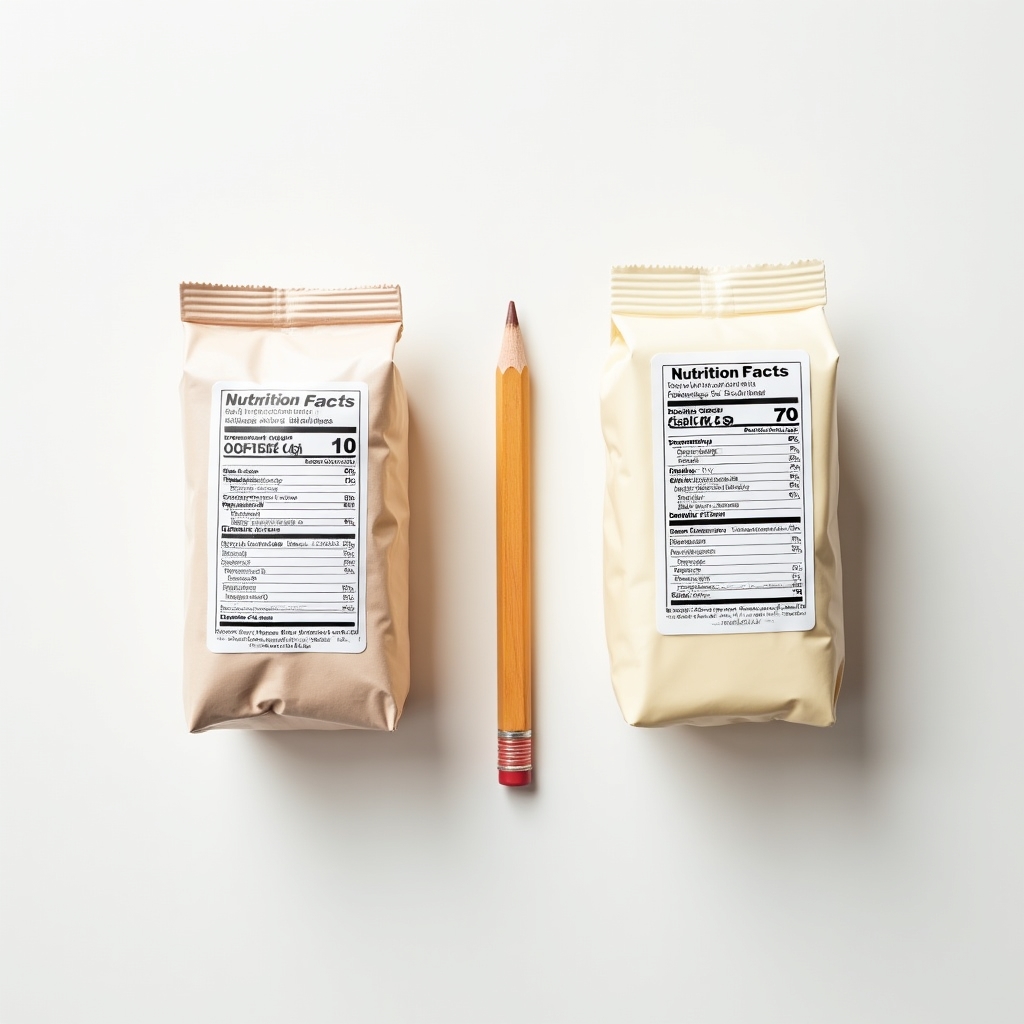 Two nutrition panels side by side for product comparison